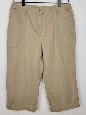 ​Lauren Ralph Lauren Khaki Cropped Pants 10P Cotton Safari Chic Coastal Grandma